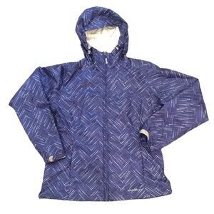 Eddie Bauer WeatherEdge Full Zip Hooded Rain Jacket Shell Blue Size Small